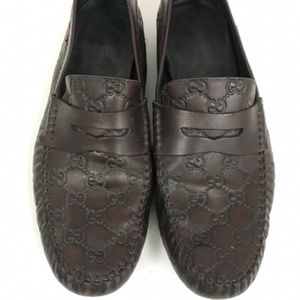 Gucci mens size 10.5 brown leather driving loafers
